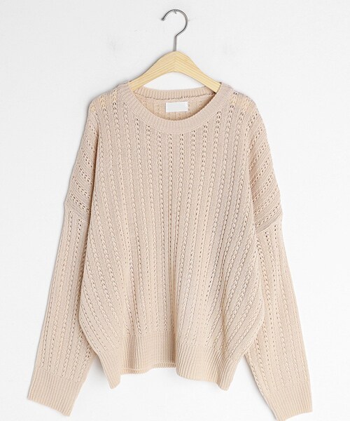 DHOLIC（ディーホリック）の「パンチングラインルーズニット（ニット/セーター・レディース・グリーン/ホワイト/ベージュ/ブラウン・FREE）」の4枚目の写真