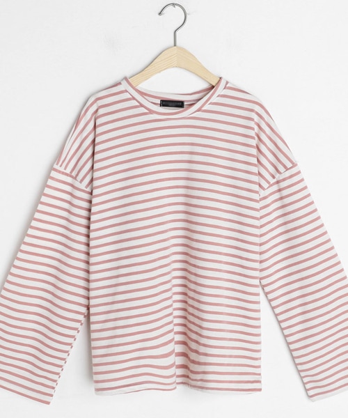 DHOLIC（ディーホリック）の「ボーダーボクシーフィットTシャツ（Tシャツ/カットソー・レディース・ブラウン/イエロー/ピンク/ブラック/ブルー・FREE）」の5枚目の写真