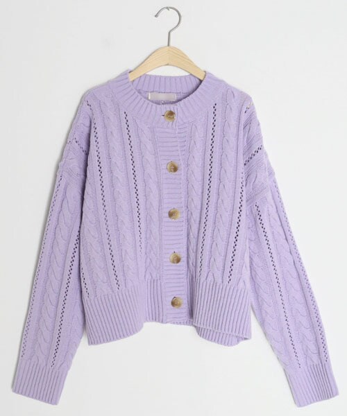 DHOLIC(ディーホリック)の「ツイストパンチングカーディガン(カーディガン/ボレロ・レディース・ピンク/ホワイト/その他/パープル・FREE)」の3枚目の写真