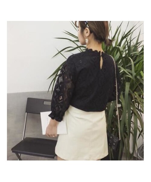 STORES.jp（ストアーズドットジェーピー）の「レース ブラウス 9分袖 ホワイト ブラック フリーサイズ（シャツ/ブラウス・レディース・その他）」の7枚目の写真