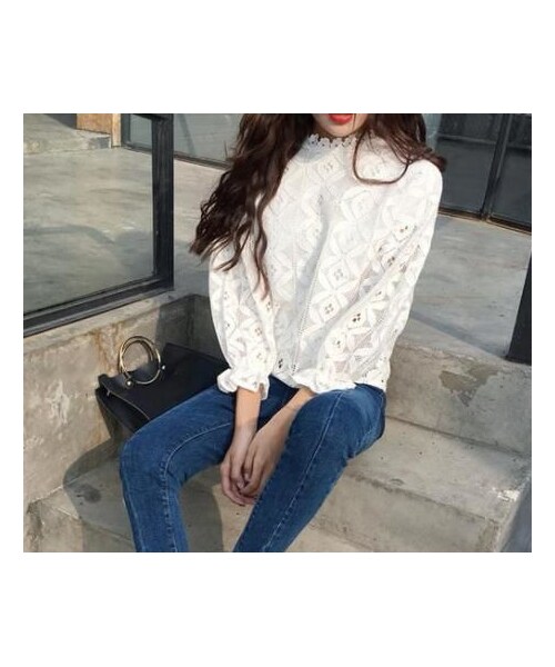 STORES.jp（ストアーズドットジェーピー）の「レース ブラウス 9分袖 ホワイト ブラック フリーサイズ（シャツ/ブラウス・レディース・その他）」の3枚目の写真