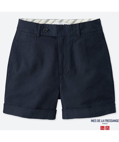 UNIQLO（ユニクロ）の「コットンリネンハーフパンツ（その他パンツ・レディース・BROWN 34/NAVY 69/OLIVE 56/NATURAL 30・67/70/61/58/64/73/55/76）」の4枚目の写真