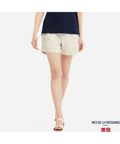 UNIQLO（ユニクロ）の「コットンリネンハーフパンツ（その他パンツ・レディース・BROWN 34/NAVY 69/OLIVE 56/NATURAL 30・67/70/61/58/64/73/55/76）」の2枚目の写真