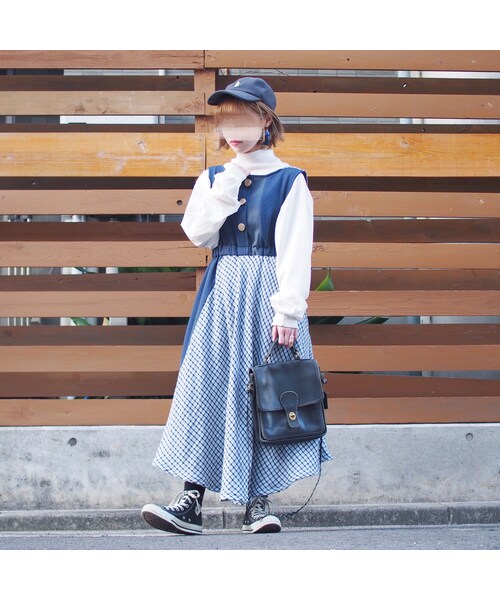 Handmade（ハンドメイド）の「ツギハギワンピース（ネイビー）（ワンピース・レディース・その他）」の6枚目の写真