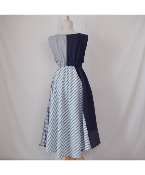 Handmade（ハンドメイド）の「ツギハギワンピース（ネイビー）（ワンピース・レディース・その他）」の9枚目の写真