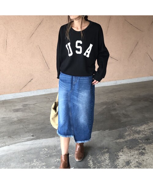 copine（コピン）の「裾フリンジアシンメトリーデニムスカート【クリックポスト対象商品】（デニムスカート・レディース・その他）」の2枚目の写真