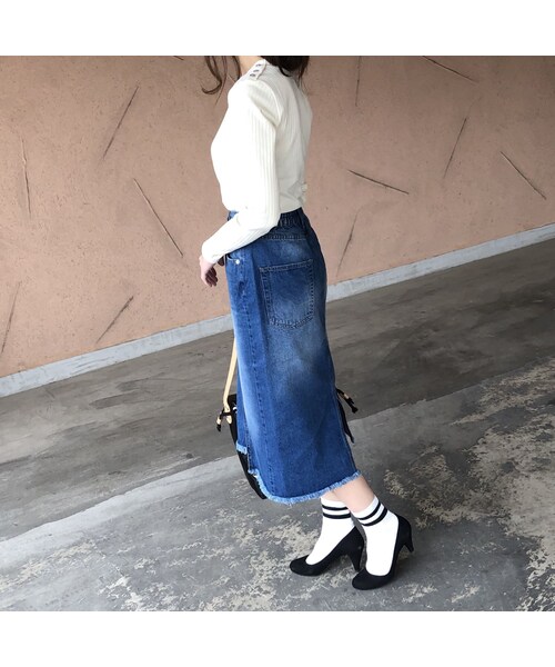 copine（コピン）の「裾フリンジアシンメトリーデニムスカート【クリックポスト対象商品】（デニムスカート・レディース・その他）」の11枚目の写真