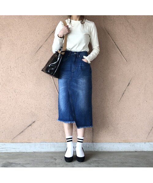 copine（コピン）の「裾フリンジアシンメトリーデニムスカート【クリックポスト対象商品】（デニムスカート・レディース・その他）」の10枚目の写真