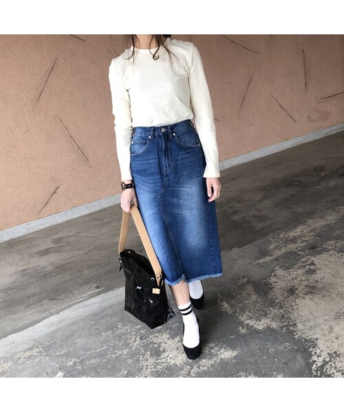 copine（コピン）の「裾フリンジアシンメトリーデニムスカート【クリックポスト対象商品】（デニムスカート・レディース・その他）」の9枚目の写真