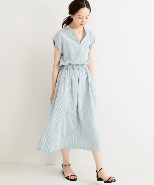 新品　IENA　イエナ　ストライプ　ワンピース　MANTECO IENA（イエナ）の「《予約》MANTECO スキッパーストライプシャツ