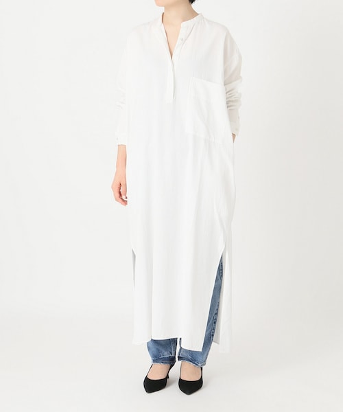 ne Quittez pas 刺繍入りロングシャツワンピース　ホワイト IENA（イエナ）の「《予約》NE QUITTEZ PAS 別注 DOBBY CLOTH