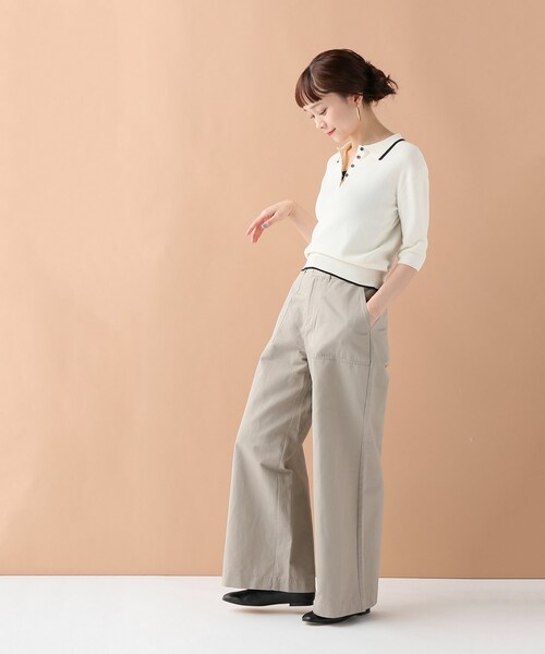 JOURNAL STANDARD relume（ジャーナルスタンダード　レリューム）の「コンパクトコットン ポロニット（トップス・ホワイト/フリー）」の3枚目の写真