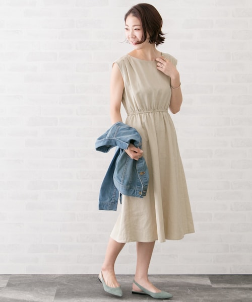 2023.美品☆アーバンリサーチロッソ 洗える ギャザーワンピース とろみ 2023.美品☆アーバンリサーチロッソ 洗える ギャザーワンピース