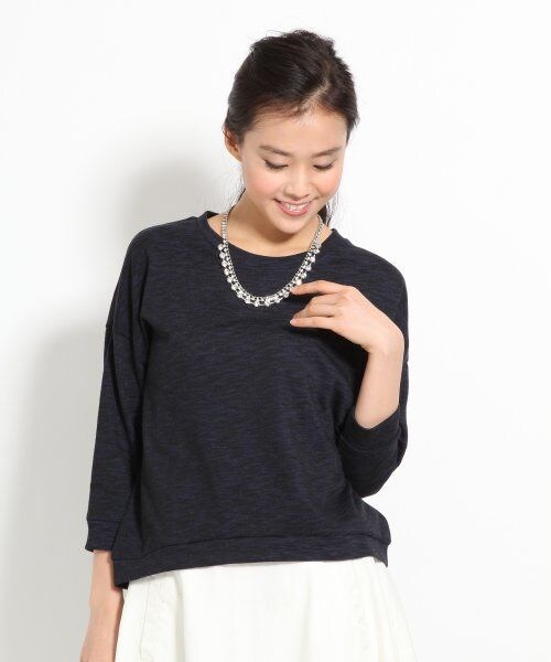 GLOBAL WORK（グローバルワーク）の「スラブジャガードプルオーバー7分袖（トップス・レディース・ネイビー88/ダークグレー18/グレー12/ホワイト06・Ｌ/Ｍ/Ｓ）」の4枚目の写真