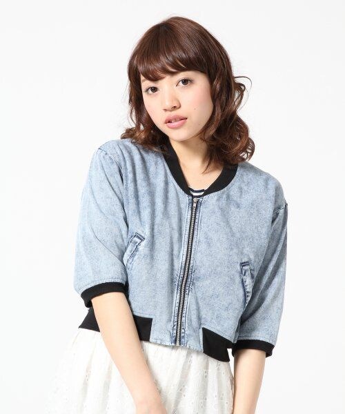 Heather（ヘザー）の「コンパクトブルゾン７分袖（ジャケット/アウター・レディース・ホワイト/ケミカル・ＦＲＥＥ）」の5枚目の写真