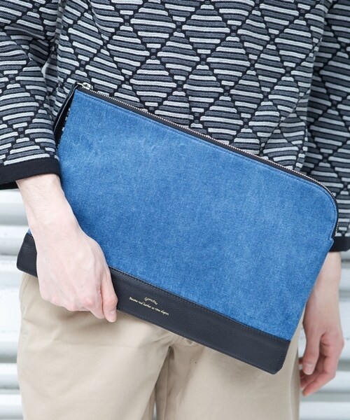 HARE(ハレ)の「キリカエキップレザークラッチ(バッグ・メンズ・ネイビー/ブラック/ブルー/ブラウン・ONE SIZE)」の4枚目の写真