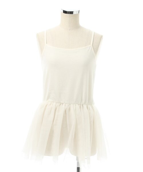 Heather(ヘザー)の「スソチュールキャミ(トップス・レディース・ブラック/ホワイト・F)」の1枚目の写真