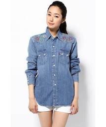 80’s 90’s Levi’s デニムシャツ 刺繍 パッチワーク L LEVI'S VINTAGE CLOTHING（リーバイスビンテージクロージング