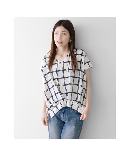 URBAN RESEARCH DOORS(アーバンリサーチドアーズ)の「ウィンドペン切替プルオーバー(トップス・レディース・ネイビー/オフ・one)」の3枚目の写真