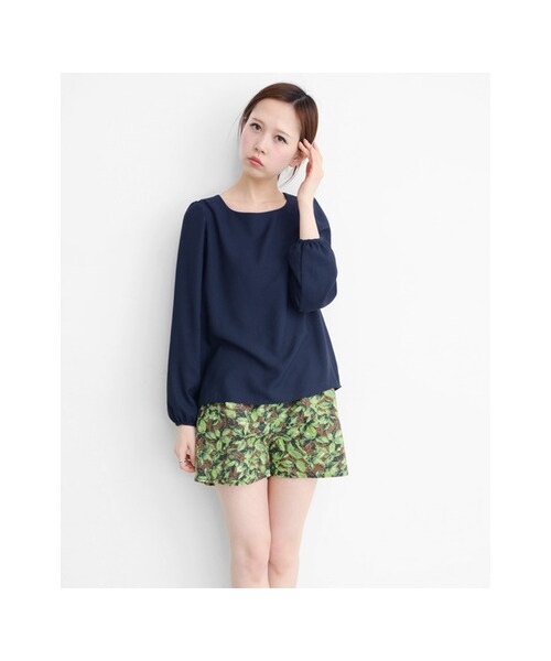 KBF（ケイビーエフ）の「パフスリーブプルオーバー（トップス・レディース・ネイビー/オフホワイト/アイスブルー・one）」の5枚目の写真