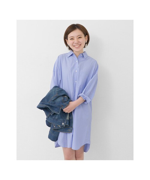 URBAN RESEARCH(アーバンリサーチ)の「オーバーシャツワンピース(ワンピース/ドレス・レディース・サックス/ホワイト・FREE)」の3枚目の写真