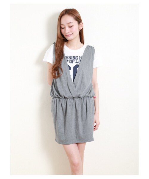 E hyphen world gallery（イーハイフンワールドギャラリー）の「【Special Price】カットジャンパースカート（スカート・レディース・グレー/ブラック・F）」の2枚目の写真