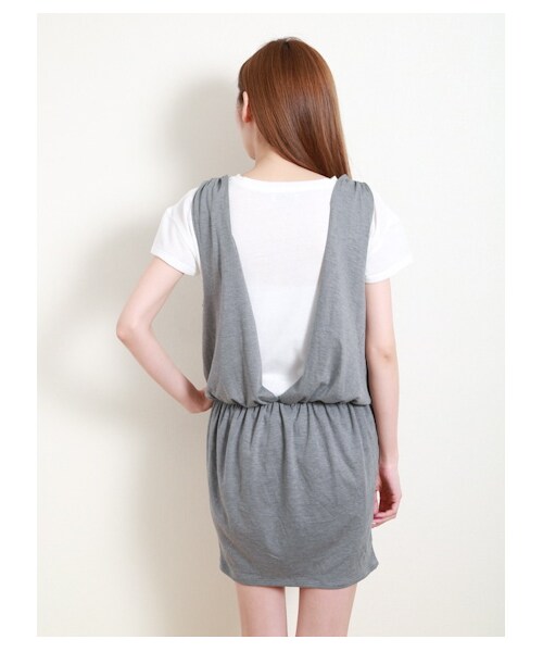 E hyphen world gallery（イーハイフンワールドギャラリー）の「【Special Price】カットジャンパースカート（スカート・レディース・グレー/ブラック・F）」の5枚目の写真