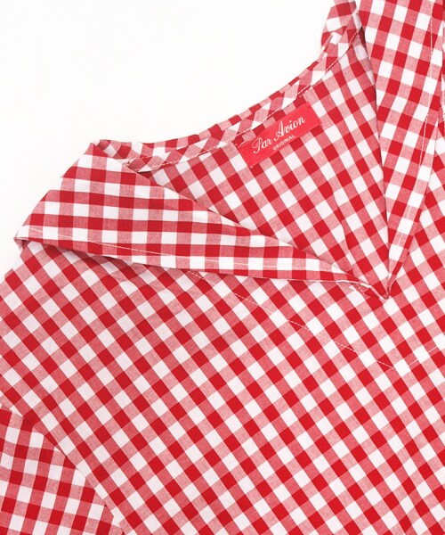 paravion（パラビオン）の「ギンガムセーラーシャツブラウス（トップス・レディース・ネイビー/レッド/ブラック・ワンサイズ）」の5枚目の写真
