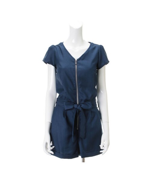 31 Sons de mode（トランテアン　ソン　ドゥ　モード）の「フロントファスナーコンビネゾン（ワンピース/ドレス・レディース・ネイビー/ピンク/サックスブルー・３６/３８）」の2枚目の写真