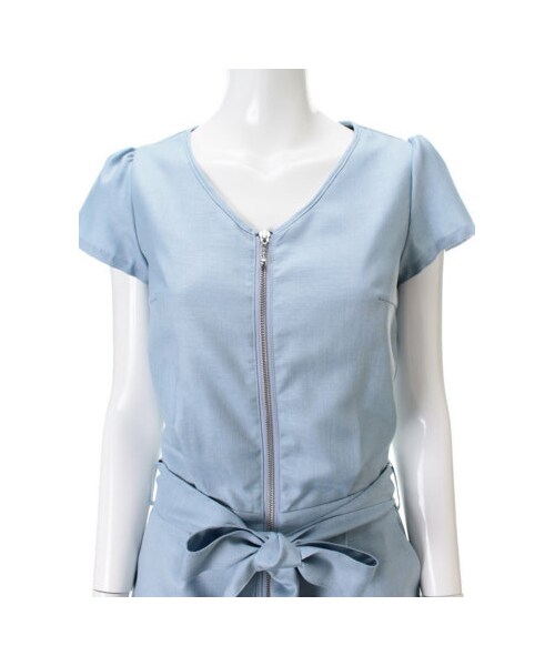 31 Sons de mode（トランテアン　ソン　ドゥ　モード）の「フロントファスナーコンビネゾン（ワンピース/ドレス・レディース・ネイビー/ピンク/サックスブルー・３６/３８）」の6枚目の写真