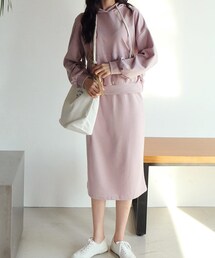 DHOLIC | マフポケットフーディー&スリットスカートSET(その他トップス)