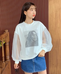 DHOLIC | メッシュレイヤードプリントスウェット(スウェット)