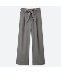 UNIQLO | ベルテッドリネンコットンワイドストレートパンツ(丈標準66～68cm）(その他パンツ)