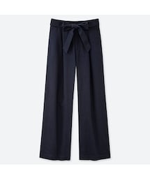 UNIQLO | ベルテッドリネンコットンワイドストレートパンツ(丈標準66～68cm）(その他パンツ)