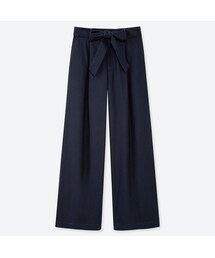 UNIQLO | ベルテッドリネンコットンワイドストレートパンツ(丈長め73cm）(その他パンツ)