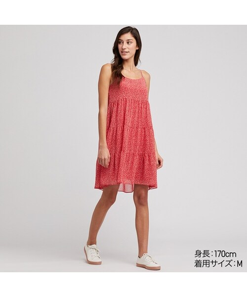 UNIQLO（ユニクロ）の「ジョーゼットキャミワンピース（ワンピース・レディース・BLUE 64/RED 16/NAVY 69・M/XS/L/XXL/XL/S）」の3枚目の写真