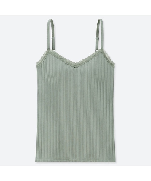 ユニクロXXL Vブラキャミグレー、カーキ3枚セット UNIQLO（ユニクロ）の「ポインテールレースブラキャミソール
