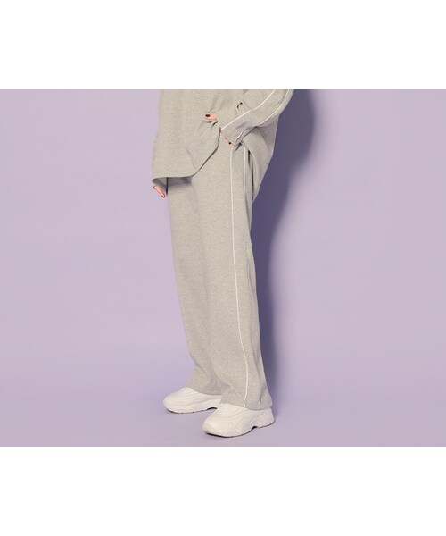 HOTPING（ホッピン）の「ダブルラインストレートパンツ（その他パンツ・レディース・Black/Orange/Grey/Purple・フリーサイズ/L-XL）」の2枚目の写真