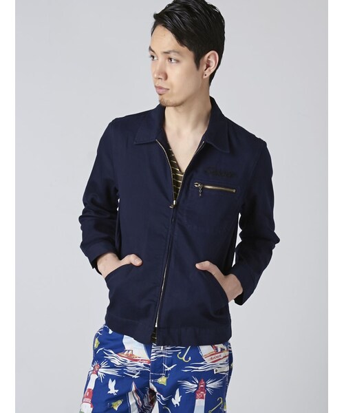 schott（ショット）の「Schott(ショット)ワークジャケット フライホイール（ジャケット/アウター・メンズ・IVORY/NAVY・S/M/L）」の2枚目の写真