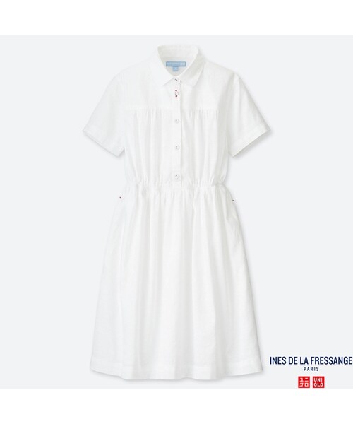 ユニクロ ユニクロ の Girls リネンコットンタックワンピース 半袖 ワンピース Wear
