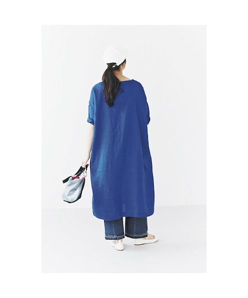 avecmoi(アヴェクモワ)の「avecmoi リネンワンピース〈ブルー〉(レディースファッション > ワンピース・チュニック > ワンピース・レディース・ブルー・1/2)」の10枚目の写真