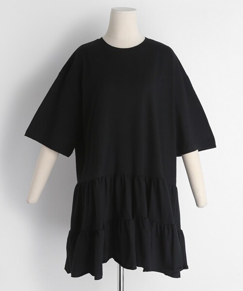 DHOLIC（ディーホリック）の「ギャザーミニワンピース（ワンピース・レディース・ホワイト/グレー/ブラック/イエロー・FREE）」の2枚目の写真