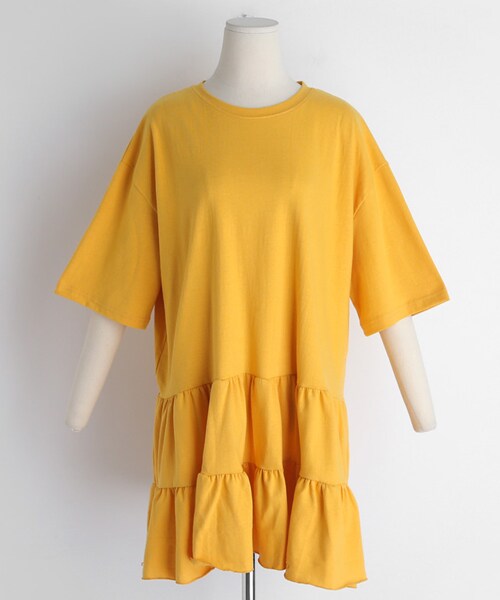 DHOLIC（ディーホリック）の「ギャザーミニワンピース（ワンピース・レディース・ホワイト/グレー/ブラック/イエロー・FREE）」の4枚目の写真