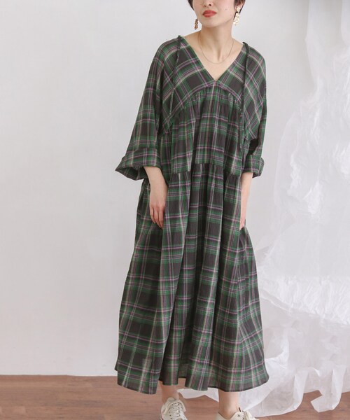 KBF（ケイビーエフ）の「マルチウェイチェックワンピース（ワンピース/ドレス・レディース・BLUE CHECK/YEL CHECK/BLK CHECK・one）」の4枚目の写真