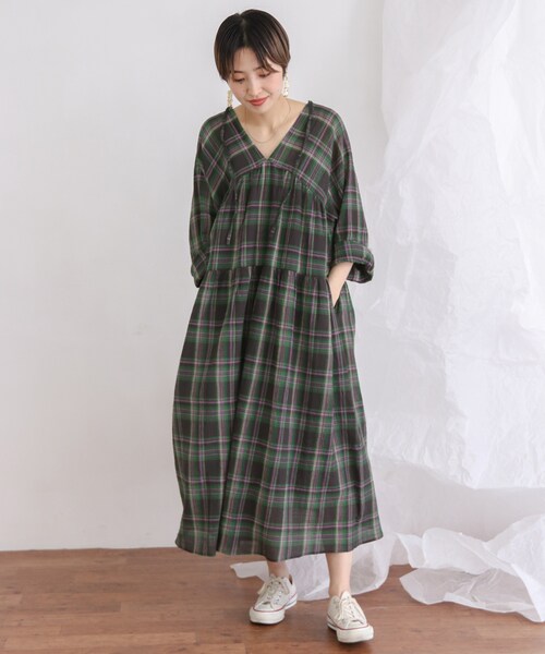 KBF（ケイビーエフ）の「マルチウェイチェックワンピース（ワンピース/ドレス・レディース・BLUE CHECK/YEL CHECK/BLK CHECK・one）」の6枚目の写真