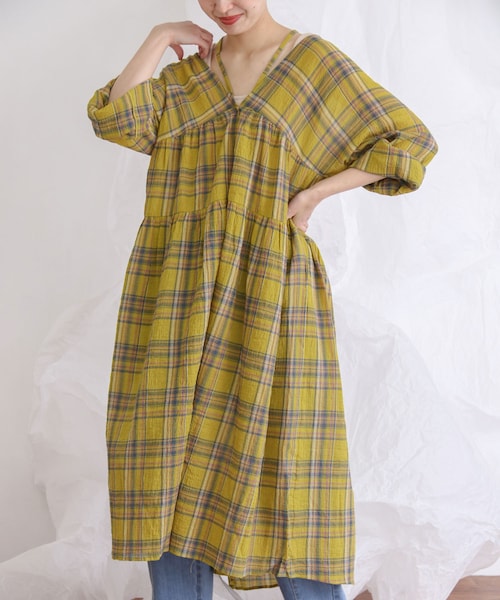 KBF（ケイビーエフ）の「マルチウェイチェックワンピース（ワンピース/ドレス・レディース・BLUE CHECK/YEL CHECK/BLK CHECK・one）」の2枚目の写真