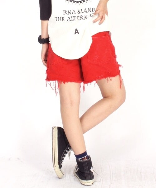 RNA(アールエヌエー)の「カラークラッシュショーパン(パンツ・レディース・オフホワイト/シアンブルー/シグナルレッド・S/M)」の4枚目の写真