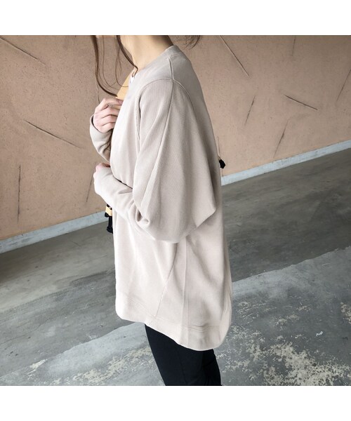 copine（コピン）の「袖リブデザイン！ゆるシルエットワッフルロング丈カットソー(3color)【クリックポスト対象商品】（Tシャツ/カットソー・レディース・その他）」の6枚目の写真