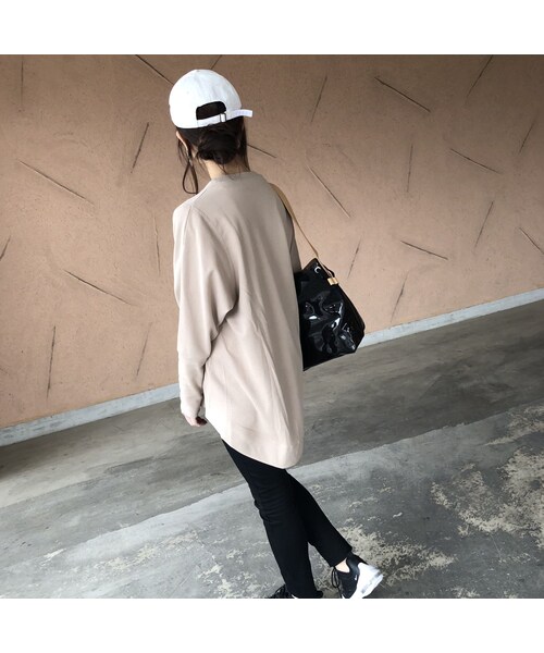 copine（コピン）の「袖リブデザイン！ゆるシルエットワッフルロング丈カットソー(3color)【クリックポスト対象商品】（Tシャツ/カットソー・レディース・その他）」の7枚目の写真