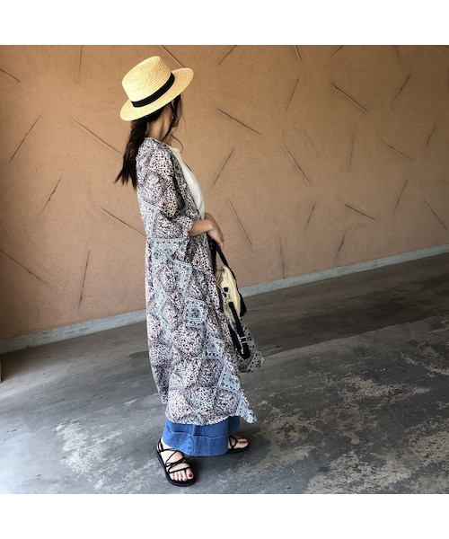 copine（コピン）の「【スペシャルプライス！定価3190円→1430円】大人気シリーズ！キーネックレトロ花柄ガウンワンピース(2color)【クリックポスト対象商品】（ワンピース・レディース・その他）」の5枚目の写真